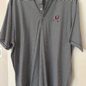 Black and White Striped Peter Millar Men's Polo Shirt